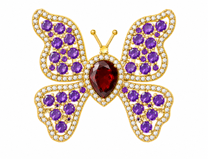 Butterfly Brooch Amethyst Cz Insect <b>Pin</b> 925 Silver Gold Plated Purple Gemstone Lapel <b>Badge</b> for Women Apparel Gift Unisex - Product Image 2