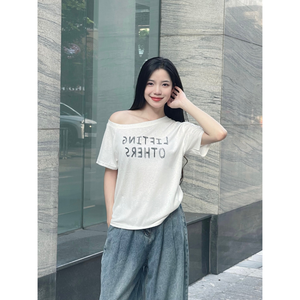 Camiseta de Algodón Ecológica de Alta Calidad para Mujer, Corte Ajustado, Tallas Grandes, Verano, ODM OEM, Suministro de Vietnam, Anti-UV, Transpirable, de un Solo Lado - Product Image 2