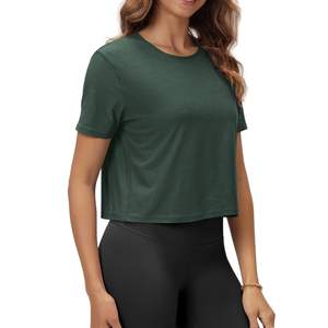 Camiseta Corta Oversize para Mujer, de Algodón, Corte Holgado, Informal, para Gimnasio, Entrenamiento, Ropa Urbana, con Logotipo Personalizado, Venta al Por Mayor - Product Image 4