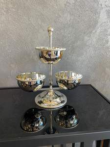 Panier à chocolat en métal martelé de qualité supérieure avec ruban, présentoir à confiseries, bol de présentation pour cadeaux - Product Image 6