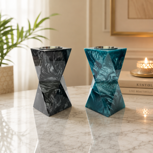 Porte-Bakhoor en résine géométrique pour cadeau de l'Aïd, brûleur d'encens arabe texturé marbré, diffuseur de parfum d'ambiance pour salon et bureau - Product Image 2