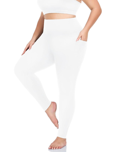 Leggings al por mayor para mujer, tallas grandes, algodón y elastano, cintura alta, hasta la rodilla, informales, para yoga y fitness, transpirables, 180g, OEM ODM personalizados - Product Image 1