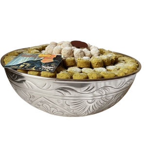 Bol à chocolat vintage en métal, grand modèle, décoratif doré, prix d'usine, pour présentation sur table de dessert. - Product Image 5