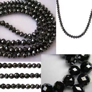 Cuentas sueltas de diamantes negros facetados naturales, tamaños de 8mm y 4mm para hacer joyas, pulseras, collares, pendientes, 15,5 a 24 pulgadas - Product Image 2