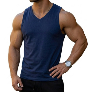 Wholesale Men's V Neck Slim Fit Muscle Tank Top Customizable Sleeveless Streetwear Athletic Casual Sportswear Tank Top For Men - Product Image 1