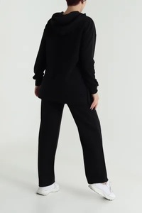 Ensemble de survêtement d'hiver décontracté pour femmes, 2 en 1, couleur unie, séchage rapide, vêtements d'entraînement sportif, polyester/coton - Product Image 2