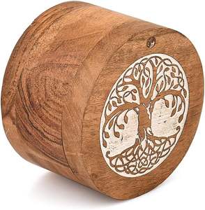 Urne funéraire moderne en bois massif fait main, finition mate, pour cendres humaines, design personnalisé, haute qualité, vase de table, fabrication en gros - Product Image 5