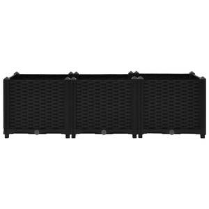 Bac à fleurs surélevé en polypropylène noir durable 47,2x15,7x15,0 pouces pour fleurs et plantes - Product Image 4