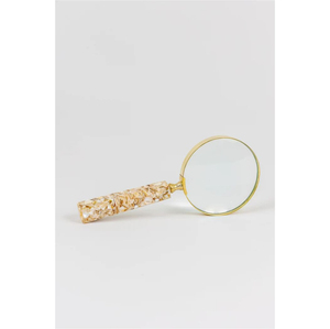 Loupe de poche vintage avec manche en nacre véritable et cadre en laiton massif pour la lecture et la décoration - Product Image 1