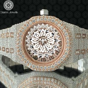 Montre mécanique de luxe unisexe Charm_Jewells, boîtier tonneau 42 mm, acier inoxydable, lunette sertie de diamants, cadran analogique, fermoir pliant - Product Image 6