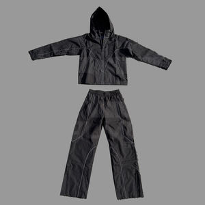 Nuevo diseño: Conjunto deportivo con pantalones acampanados y chaqueta con cremallera, reflectante, 100% nailon, impermeable, cortavientos, para hombre. - Product Image 1