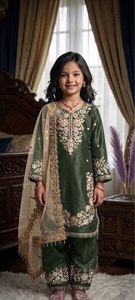 Salwar Kameez Pakistaní para Niñas, Bordado Floral, Traje de Diseñador de 3 Piezas con Dupatta para Eid, Bodas y Fiestas, Atuendo Étnico - Product Image 2