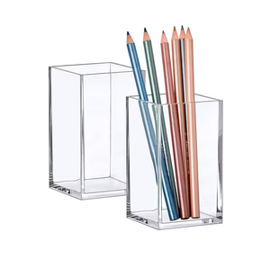 Transparent Acrylic Pen Holder Rack Organizer Nail <b>Brush</b> Holder Stand 2 Compartment Clear Makeup <b>Brush</b> Holder - Product Image 4