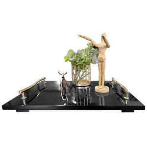 Plateau de rangement contemporain en acier inoxydable noir et or pour salon, salle de bain, bureau, centre de table et décoration intérieure moderne - Product Image 5