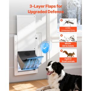 Puerta para Mascotas Resistente a la Intemperie con Tres Solapas Magnéticas, Marco Metálico Resistente para Uso Interior y Exterior, para Perros, Gatos y Animales Pequeños - Product Image 3