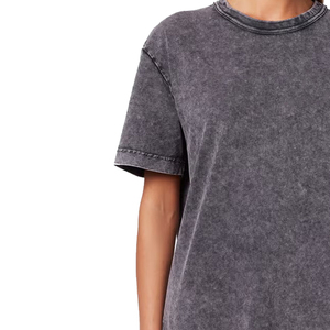T-shirts en coton et polyester délavés à l'acide pour femmes, vente en gros, séchage rapide, coupe ample, résistants, style décontracté d'été, t-shirt uni pour femmes - Product Image 2