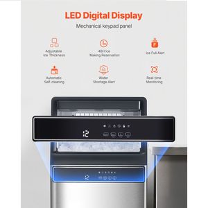 Attrezzatura di Refrigerazione per Cucine Commerciali, Macchina per Ghiaccio Indipendente da 160 libbre/24H, 55 Cubetti di Ghiaccio in 15 Minuti, Ampio Contenitore da 33 libbre - Product Image 4