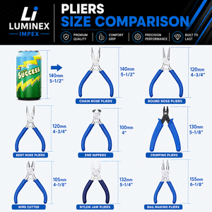 LUMINEX IMPEX LUB=113 Pince à bec long en acier inoxydable légère et lisse pour la fabrication de bijoux, le polissage et la création de bracelets DIY - Product Image 6