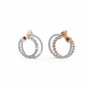 ต่างหูเพชรทรงกลมประดับเพชรเม็ดกลม 108 เม็ด สำหรับผู้หญิง - Product Image 4