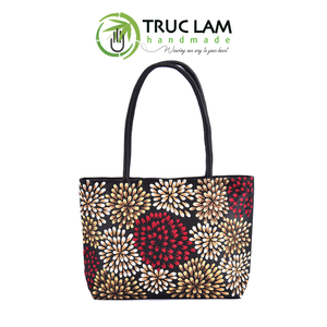 Sac de voyage artisanal Truc Lam, grand sac rectangulaire en taffetas avec motifs de feux d'artifice cousus à la main, sac tendance avec fermeture éclair - Product Image 3