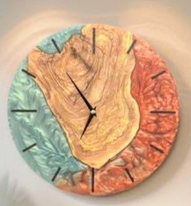 Custom Epoxy Resin Art Deco Wooden Grain Pattern Quartz Analog Hanging <b>Wall</b> <b>Clock</b> with Box for Living Room <b>Bedroom</b> Decor - Product Image 1