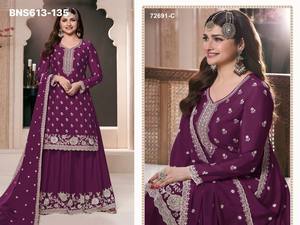 Traje Salwar de Seda Chinon de Alta Calidad para Festivales, con el Mejor Tejido, Bordado con Hilos Múltiples, Jari y Lentejuelas, Suministro al por Mayor - Product Image 5