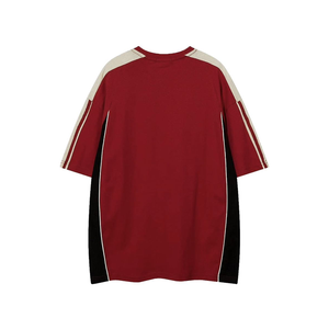 Camiseta de algodón extragrande para hombre, cuello redondo, manga corta, ribete en contraste, estilo casual vintage, color verde, hombros caídos. - Product Image 1