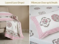 Ensemble de housse de couette 3 pièces en coton 100% - Impression florale artisanale de luxe |   Design indien 200TC lavable en machine pour la maison