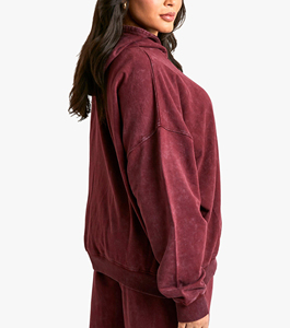 Sudadera con Capucha Extra Grande para Mujer, Color Sólido, Felpa de Algodón, para Otoño, con Bolsillos, Estilo Tejido de Longitud Regular - Product Image 2
