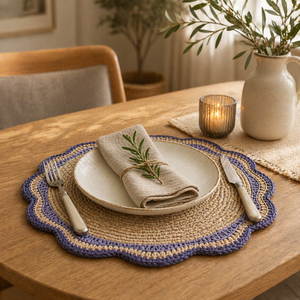 Low Quantity <b>Table</b> <b>Mat</b> Custom Washable Cotton Circular Wholesale Raffia <b>Table</b> <b>Mat</b> Heat Resistant Antislip <b>Table</b> <b>Mat</b> from India - Product Image 1