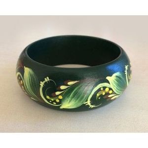 Boho Style Folk Art Floral Pattern Hand-Painted <b>Indian</b> Wooden <b>Bangles</b> Unique Fashion Jewelry Made with Handmade Technique - Product Image 6