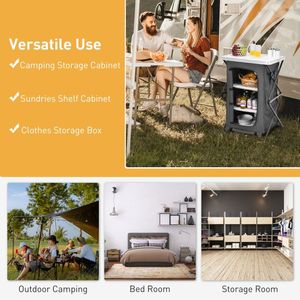 Portable Folding <b>Camping</b> <b>Storage</b> Cabinet with 3 Shelves and Carry Bag - Product Image 6