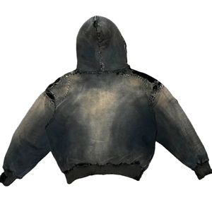 Sweat à capuche personnalisable OEM en polyester/coton délavé à l'acide, coupe oversize, pull thermique d'hiver pour homme, en coton tricoté imperméable - Product Image 2