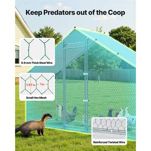 Gallinero Grande de Metal, 9.8 x 3.3 x 6.6 pies, Cubierta Impermeable, Estructura Resistente, Techo de Campana, Gallinero con Corral para Aves de Corral - Product Image 4