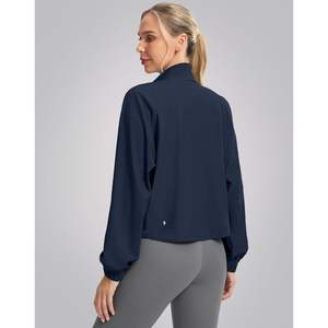 Women's Lightweight UPF 50+ Long Sleeve Athletic Workout Jacket Zip <b>Cropped</b> Sun Protection <b>Top</b> for Hiking Outdoor Activities - Product Image 1