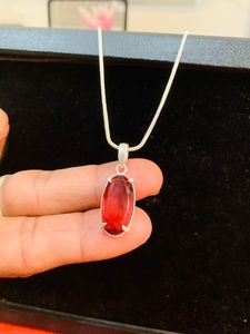 <b>Ruby</b> <b>necklace</b> German Silver <b>Necklace</b> Oval Gemstone Charm Chain Jewelry for Women Gift Party handmade Women Jewelry - Product Image 6