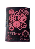Time Machine Gaufrage Antique Livre Sort Charmed Cuir À La Main Deckle Bord Papier Rose Noir Vintage Carnet De Croquis Planificateur Cadeau