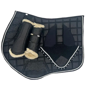 New Design Jumping Horse Saddle Pad Sparkle Crystal Ear Mask <b>Boots</b> Matching Set Custom Color Logo Wholesale Horse Riding - Product Image 6