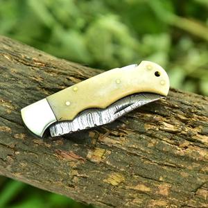 Cuchillo Plegable de Cobre Damasco Hecho a Mano con Mango de Madera de Palisandro, Cuchillo de Bolsillo para Camping, Regalo Personalizado para OEM - Product Image 3