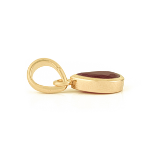 Fournisseur en gros de pendentifs minimalistes en forme de goutte d'eau en rubis 100% naturel pour femmes, en or jaune véritable 14 carats, bijoux les plus vendus - Product Image 5