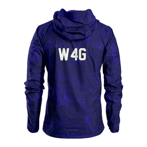 Custom Printed Front Logo Zipper Pattern High Quality Eco Friendly <b>Waterproof</b> Breathable Nylon Coated Hooded Windbreaker <b>Jacket</b> - Product Image 3