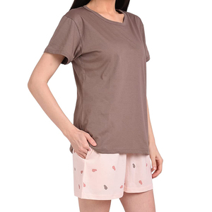 Conjunto de 2 Piezas para Mujer, Shorts de Algodón con Cuello Redondo, Sin Mangas, Color Sólido, Corte Regular, Informal, para Primavera/Verano, Transpirable, Tejido de Punto, Largo hasta la Rodilla - Product Image 2