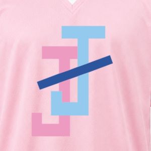 Maillot de sport rose JJ brodé à col en V, manches courtes, rayures blanches, léger, pour équipe sportive, uniforme, vêtement de sport - Product Image 6