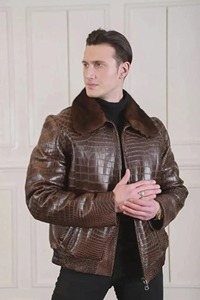 Premium Python Print <b>Leather</b> <b>Jacket</b> Men Motorcycle Biker OEM ODM Manufacturer Sample Service Available Factory - Product Image 3