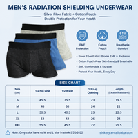 Boxer pour homme anti-rayonnement EMF en tissu conducteur à fibres d'argent, respirant, avec poche en coton, sous-vêtement anti-radiation