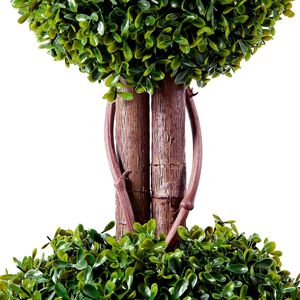 Arbre artificiel en buis de 36 pouces de haut, double boule, plante artificielle avec feuilles supplémentaires, pot, ensemble de 2 pièces - Product Image 6