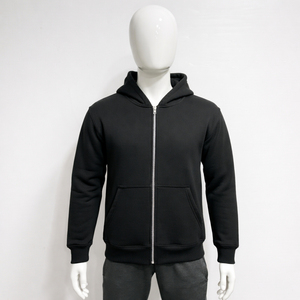 Sudadera con capucha completa con cremallera, cordón ajustable y bolsillos canguro, de mezcla de algodón suave, informal, unisex, para hombre y mujer, al por mayor - Product Image 1