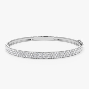 Yellow Gold Multi Row Pave Lab Grown Diamond <b>Bangle</b> <b>Bracelet</b> - Product Image 5