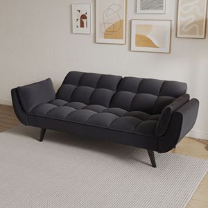 57\" Black Sofa Bed with Soft Two Armrests and Comfortable Throw <b>Pillow</b> for <b>Small</b> Apartment Bedrooms - Product Image 3