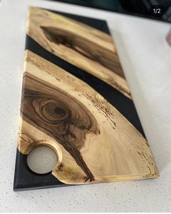 Planche à découper en bois de luxe avec résine époxy pour accessoires de cuisine, planche en bois dur naturel avec résine époxy pour couper la viande et les légumes - Product Image 3